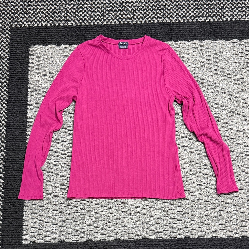 Splendid Ribbed Knit Top Women’s Sz M Stretch Casual Classic Minimalist